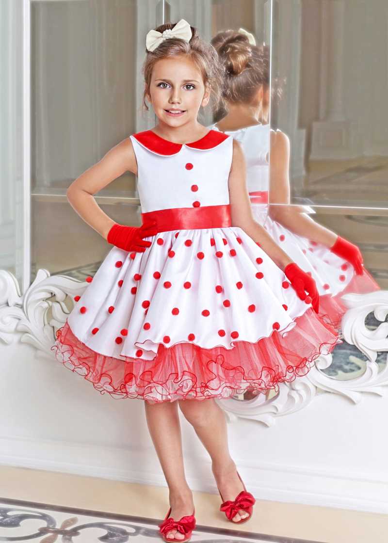 Платье детское белое с красным