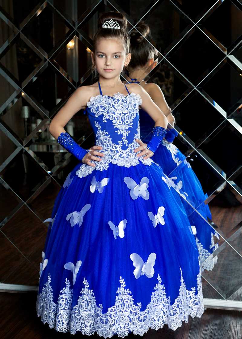 Платье детское синее с белым