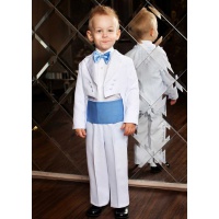 Фрак костюм для мальчика белый с голубым