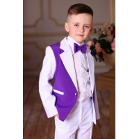Костюм для мальчика белый с фиолетовым