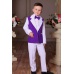 Детский нарядный костюм для мальчика белый с фиолетовым