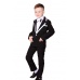 Модный костюм для мальчика черный с белой отделкой