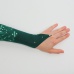 Перчатки митенки к платью для девочки длинные темно-зеленые