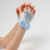 Перчатки митенки к платью для девочки белые с голубым мини