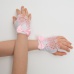 Перчатки митенки к платью для девочки белые с розовым мини