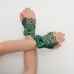 Перчатки митенки к платью для девочки  темно-зеленые мини