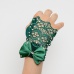 Перчатки митенки к платью для девочки  темно-зеленые мини