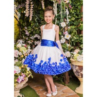Платье для маленькой принцессы молочное с синим