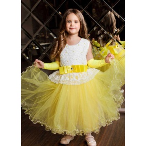 Праздничное платье для девочки желтое