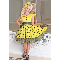 Коктейльное платье стиляги для девочки желтое с черным