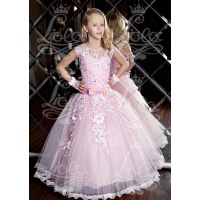 Вечернее длинное платье для девочки розовое