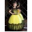 Длинное нарядное платье с кружевом для девочки желтое с черным