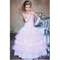 Платье нарядное розовое с белым для девочки