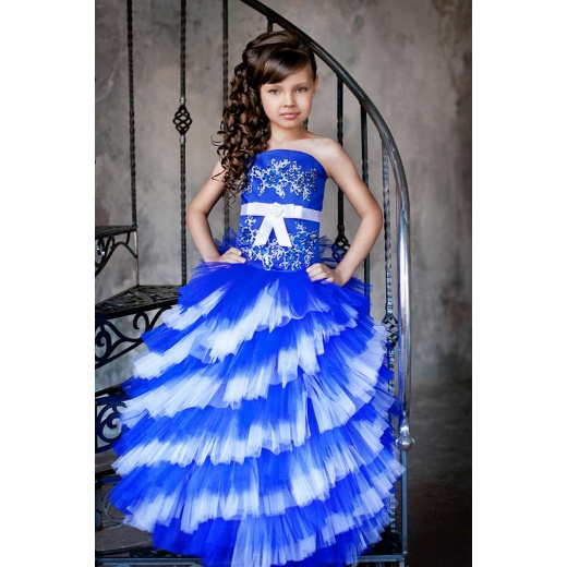 Пышное синее платье для девочки