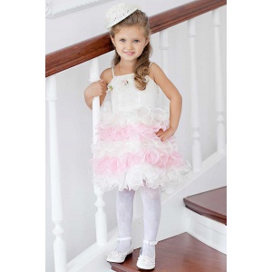 Пышное платье для девочки бело-розовое