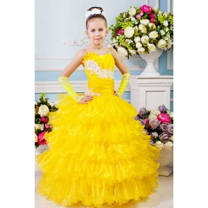 Нарядное платье для девочки желтое
