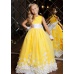 Платье для девочки длинное в пол желтое с белым