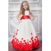Красивое платье для девочки длинное молочное с красным