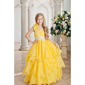 Платье в пол для девочки желтое
