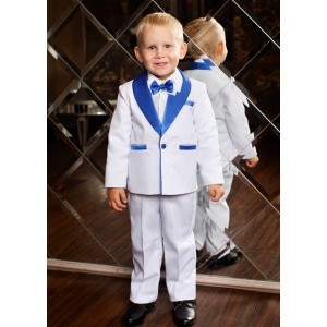 Смокинг костюм для мальчика белый с синим